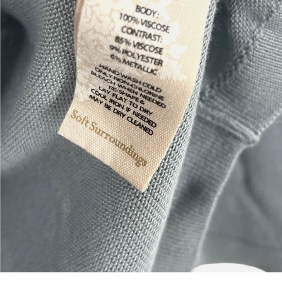 Soft Surroundings Blue Gray Viscose Lightweight Sweater Sz L Shimmer Detail - Picture 9 of 9